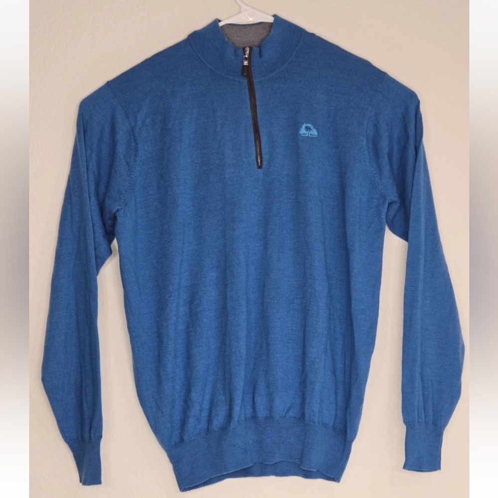 Peter Millar Crown Soft Merino-Silk Quarter Zip Sweater Blue Size L Mens